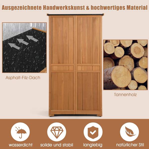 Gartenschrank Holz Braun - Massivholz - 42 x 160 x 87 cm