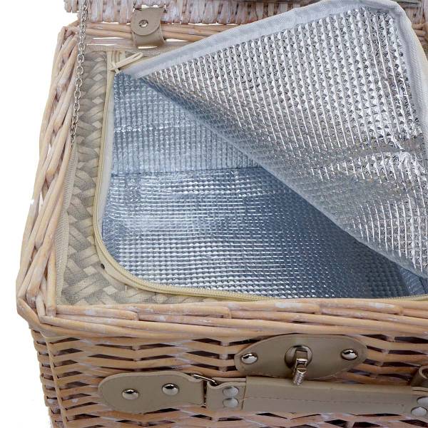 Picknickkorb-Set 4 Personen Kühlfach Beige - Braun - Weide - Edelstahl - 30 x 20 x 30 cm