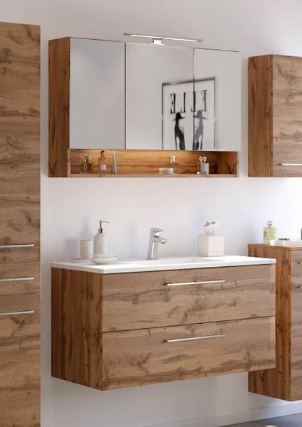 Waschtisch-Set Livorno 100cm Braun - Holzwerkstoff - 100 x 180 x 48 cm