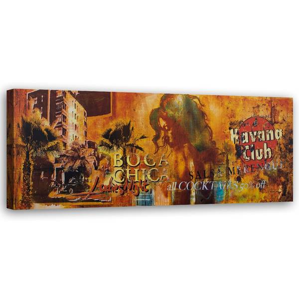Tableau déco collage havana club 120 x 40 cm