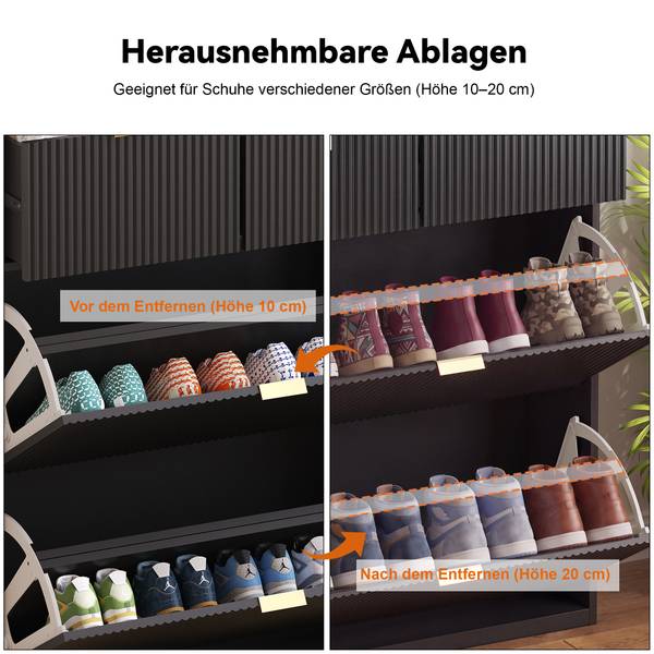 Schuhschrank BW-SG07 Schwarz - Massivholz - 24 x 110 x 80 cm