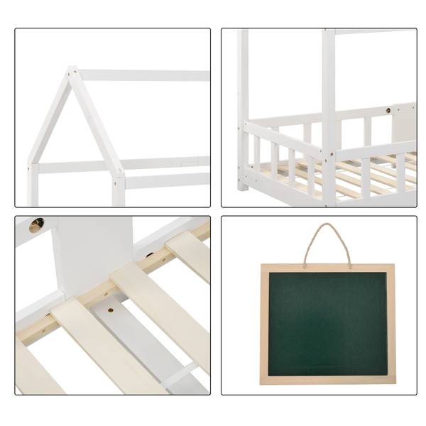 Hausbett Spielbett mit Tafel Karle Ⅰ Ebenholz Dekor - Holz - Weiß - Eiche Weiß Dekor