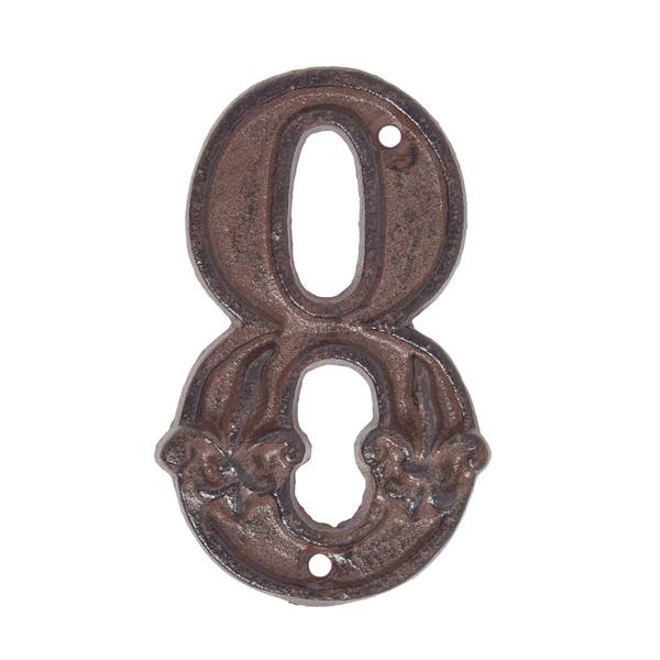 Gusseisen-Hausnummer 8 Braun - Gusseisen - 8 x 12 x 1 cm