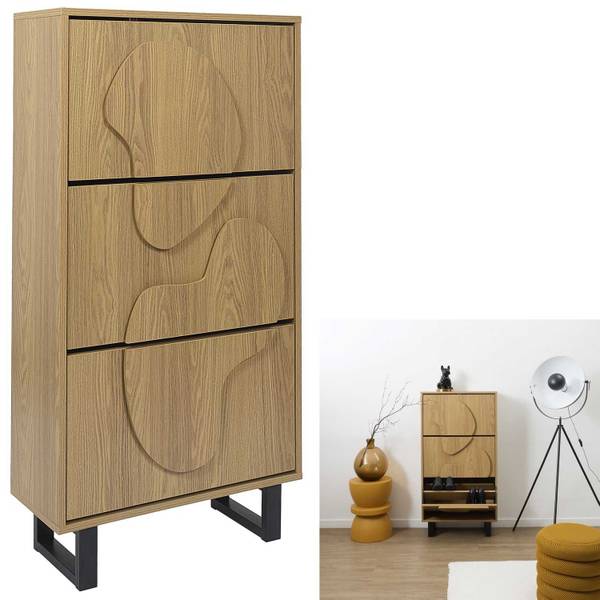 Schuhschrank Nord Beige - Holzwerkstoff - 60 x 115 x 24 cm