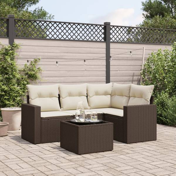 Salon de jardin 3034312-1 (lot de 5) Marron - Crème