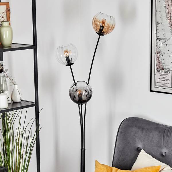 Stehlampe Cesaro Grau - Orange - Aluminium - Klarglas - 33 x 170 x 39 cm