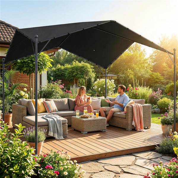 Pergola en tuinhuisje 84C-688V00CG grijs - metaal - 300 x 280 x 300 cm