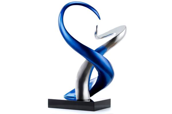 Skulptur Abstrakt Fal Blau - Silber - Kunststein - Kunststoff - 45 x 63 x 28 cm