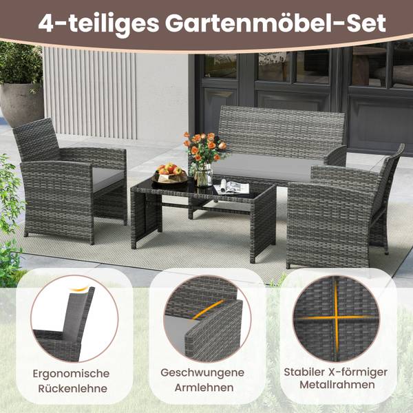 Gartenmöbel Set TI96951 4-tlg. Grau