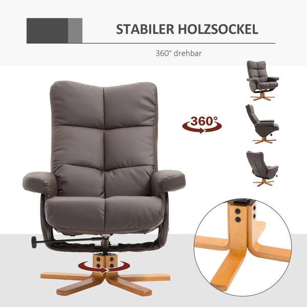 Relaxsessel mit Hocker 833-359 Braun