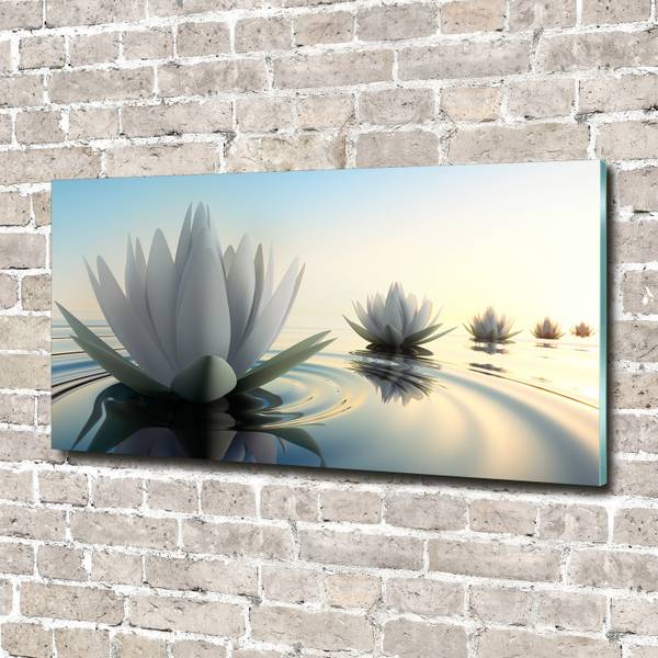 Glasbild Blumen Wasser Kunst 140 x 70 cm