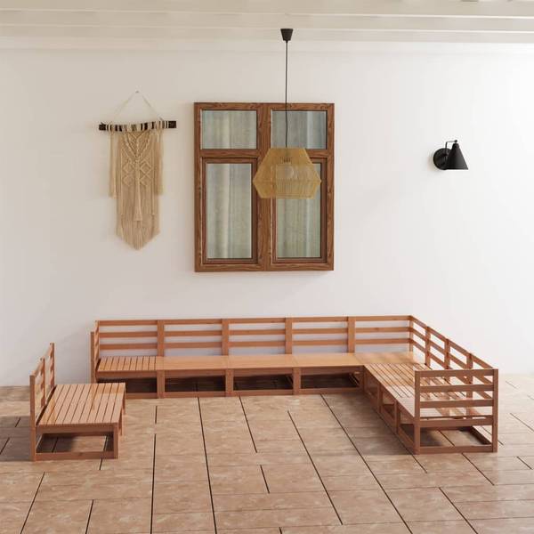 Loungeset 3009845-1 set van 10 bruin - grenenhout - 70 x 67 x 70 cm