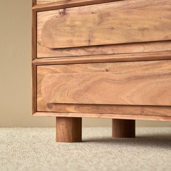 Chiffonnier Olga beige - acacia - 82 x 114 x 50 cm