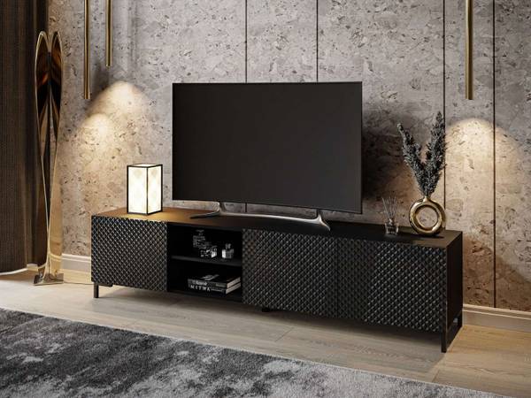 TV-Schrank GEORGIA II Hochglanz Schwarz - Schwarz