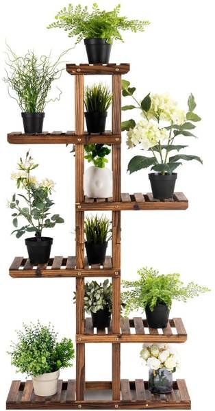 Pflanzenregal Blumenregal Braun - Holzwerkstoff - 25 x 140 x 75 cm