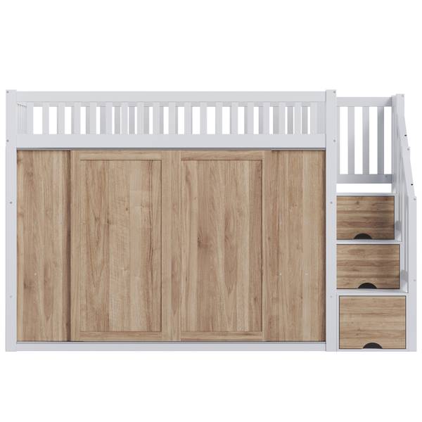 Hochbett  WoodySHEF Ⅰ Weiß - Holzwerkstoff - Massivholz - 95 x 162 x 252 cm