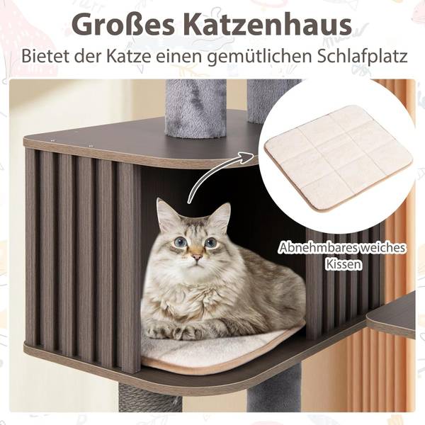 Kratzbaum BH32583SDDE Grau - Holzwerkstoff - 48 x 151 x 58 cm