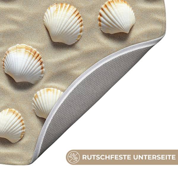 BADEMATTE Muscheln Braun - Microfaser - 70 x 70 x 1 cm