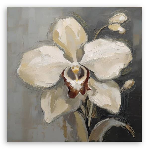 Wandbild gemalte orchidee 60 x 60 cm