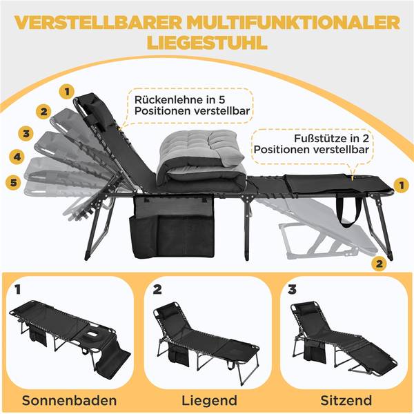 Sonnenliege ARH71 Schwarz