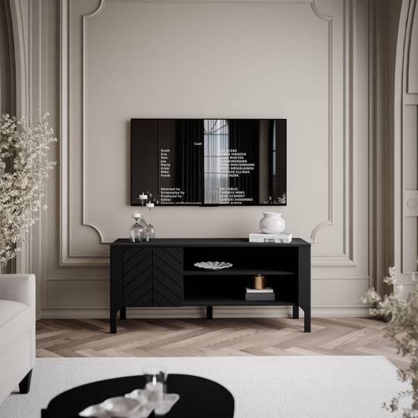 TV-Lowboard LUMI 135 cm Schwarz