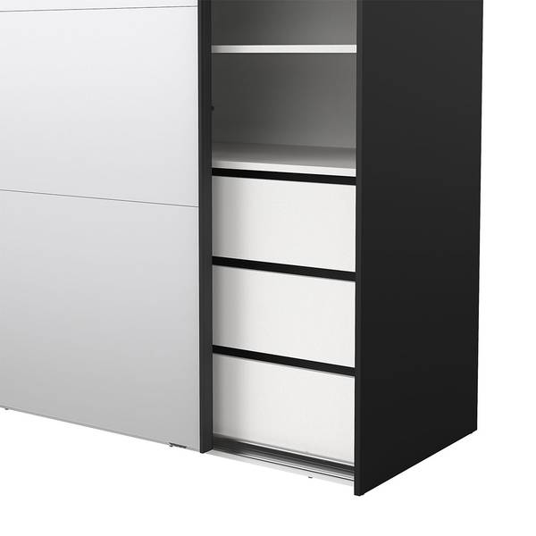 Kledingkast Catania zwart - plaatmateriaal op houtbasis - textiel - 179 x 221 x 67 cm