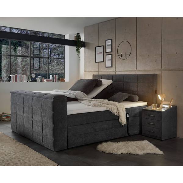 Boxspringbett DURAZNO-09-3 Grau - Holzwerkstoff - 202 x 123 x 240 cm