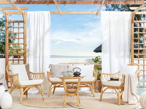 Sitzgruppe SIBARI 11-tlg Braun - Weiß - Rattan - 123 x 81 x 75 cm