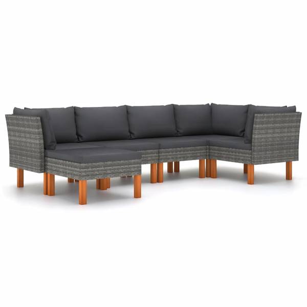 Garten-Sofa-Set 3009634-14 (6-teilig) Grau - Polyester - Eukalyptus - Stahl - 61 x 67 x 65 cm
