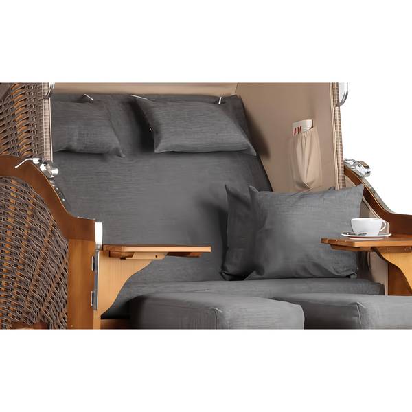 Strandkorb Schleswig 2-Sitzer Grau - Webstoff - 120 x 160 x 80 cm