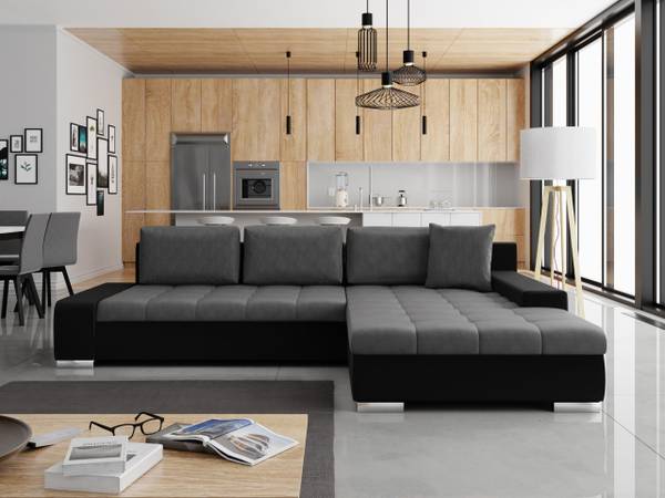 Ecksofa Orkan Schwarz - Grau - Microfaser