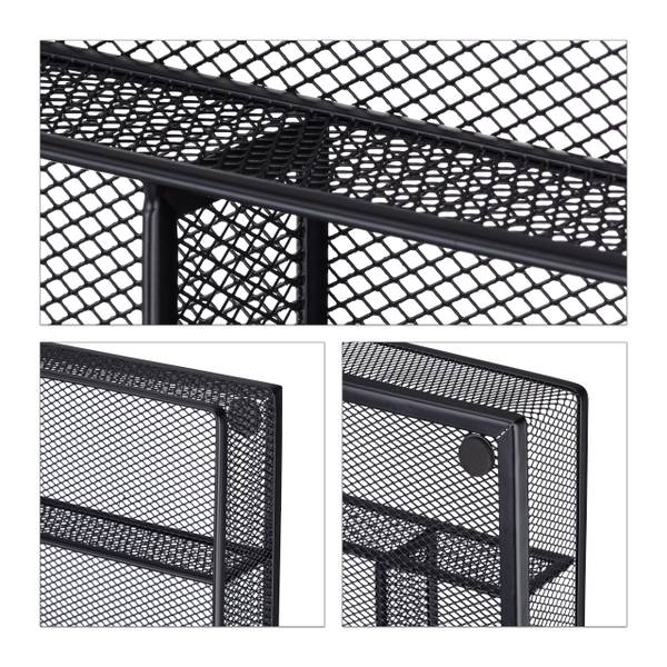 Bac à couverts treillis métal Noir - Acier - 29 x 6 x 41 cm