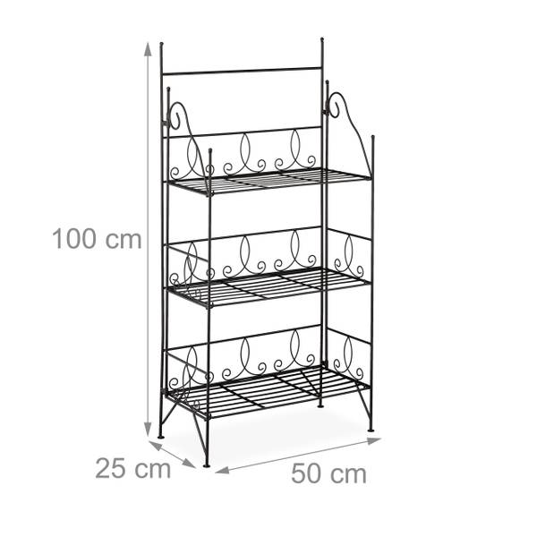 Blumenregal Metall klappbar Schwarz - Eisen - 50 x 100 x 25 cm