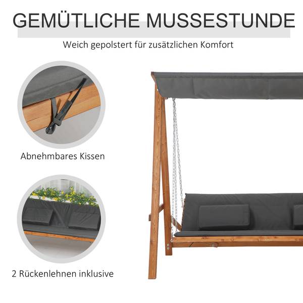 Hollywoodschaukel 84A-239 Massivholz - 130 x 180 x 226 cm