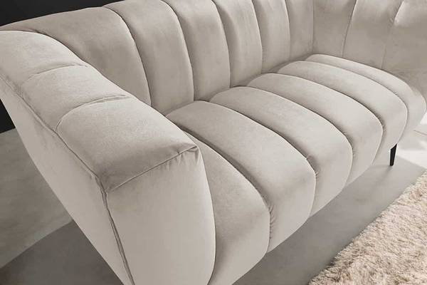 Sofa NOBLESSE Beige - Schwarz - Polyester - Samt - 165 x 80 x 90 cm