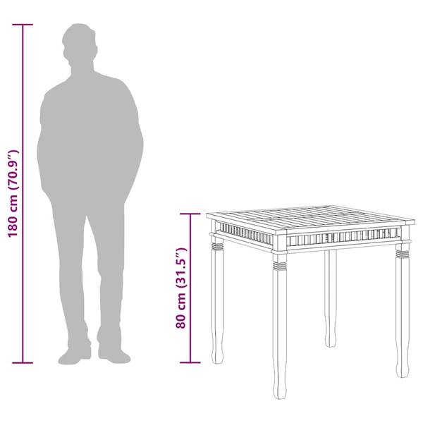 Esstisch 3002073 Braun - Teakholz - 80 x 80 x 80 cm