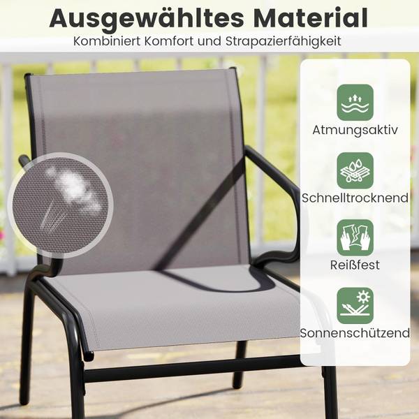 Terrassenstühle ZB34860SD-4DE(2er-Set) Grau - Textil - 54 x 78 x 73 cm