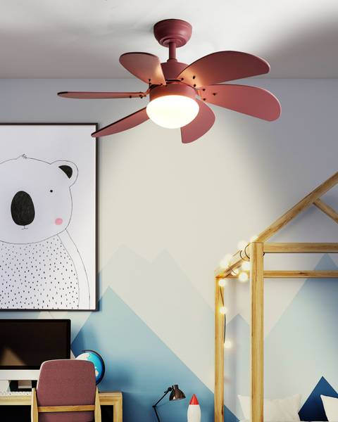 Plafondventilator LOGAR 2-delig roze - bamboe - 90 x 43 x 90 cm