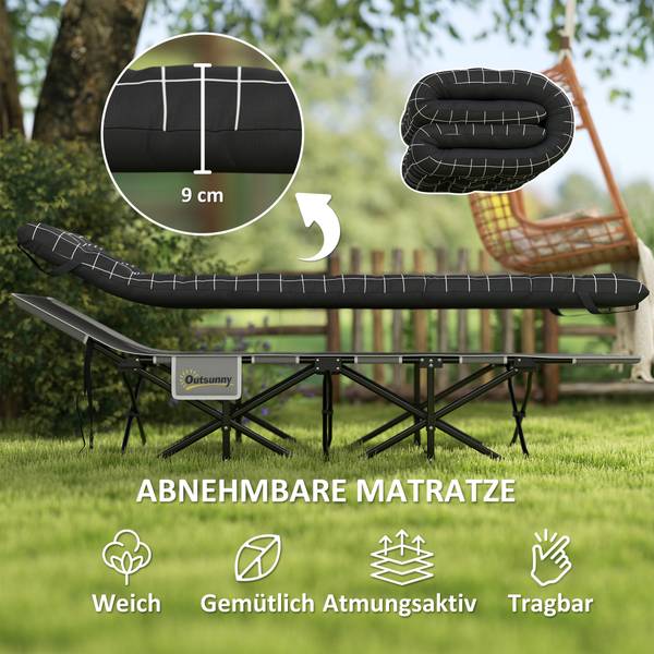 Campingbett A20-517V00BK Schwarz - Textil - 67 x 37 x 190 cm