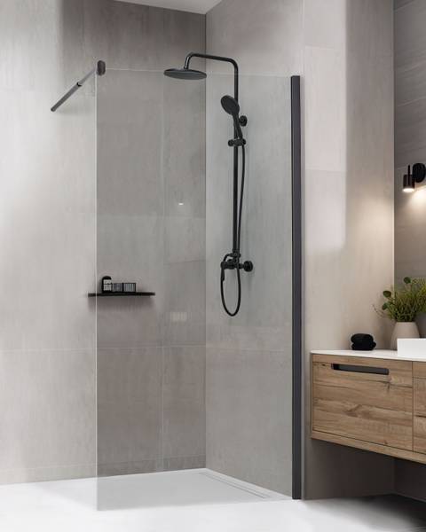 Paroi de douche AHAUS Noir - Transparent - Diamètre : 100 cm