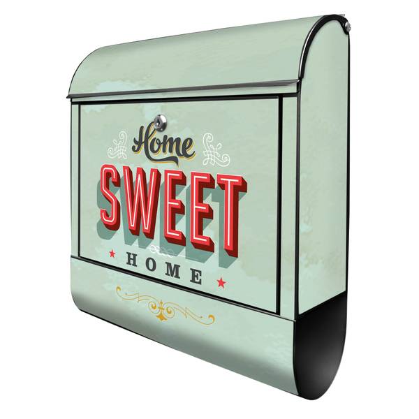 Briefkasten Stahl Home Sweet Home Schwarz - Stahl - 38 x 46 x 13 cm