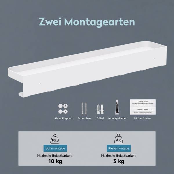 Garderobehaken Reglo-20 Weiß - Metall - 9 x 5 x 50 cm