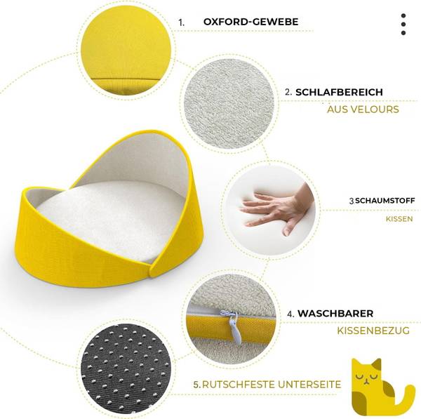 Katzenbett MUSCHEL Gelb