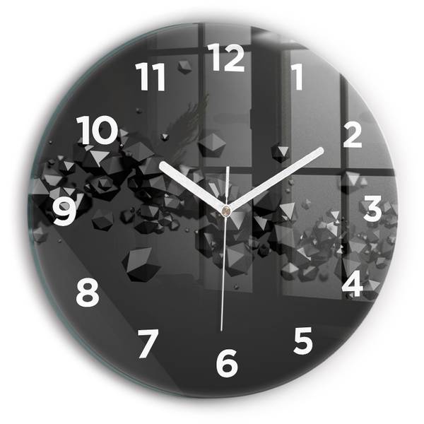 Wanduhr Metallischer Schimmer Schwarz - Glas - 30 x 30 x 0 cm