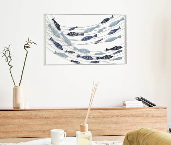 Wanddekoration  Pesci Blau - Metall - 2 x 61 x 97 cm