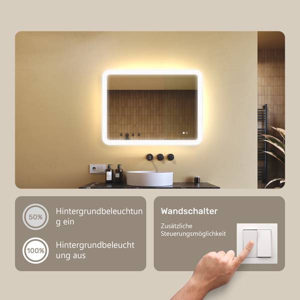 LED-Badezimmerspiegel MAG081 80 x 60 cm