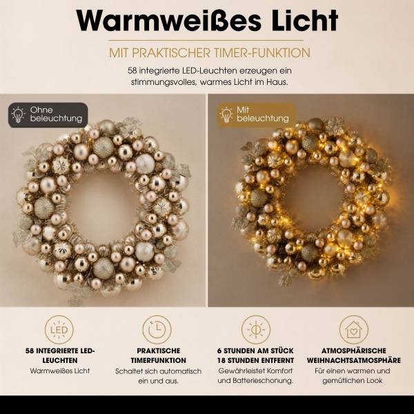 Kranz MEMIKR2850081 Gold - Kunststoff - 47 x 9 x 47 cm