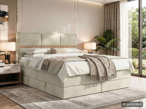 Boxspringbett ORVO KING Beige - Creme - Breite: 160 cm - H4
