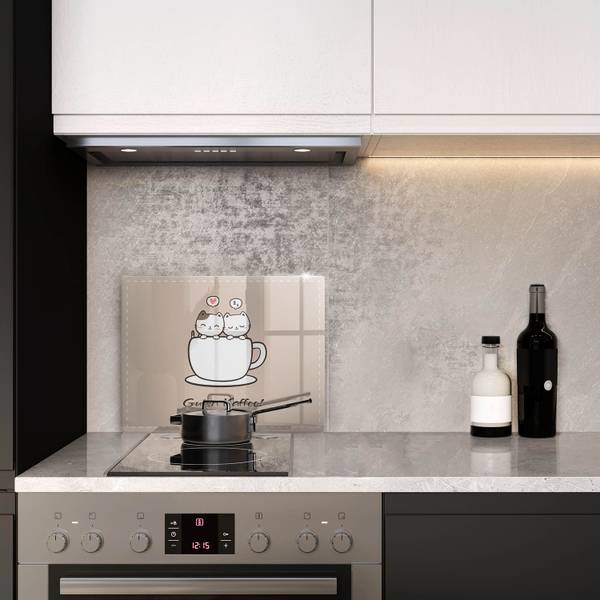 Schneidebrett Motiv: Guten Kaffee! Beige - Glas - 40 x 52 x 1 cm