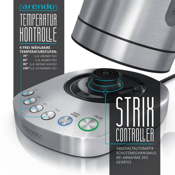 Wasserkocher GE-2188 Silber - Metall - 26 x 20 x 22 cm